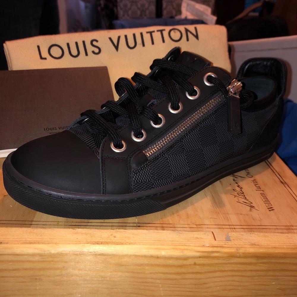 Louis Vuitton Black Damier Nylon zip up shoes